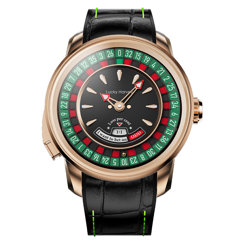 Lucky Harvey Automatic Mechanical Watches for Men European Roulette Game Dial