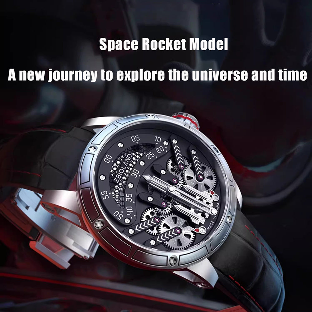 ZBIOLAND Automatic Mechanical Watches for Men Unique Rocket Dial Charm Men Watch 1001