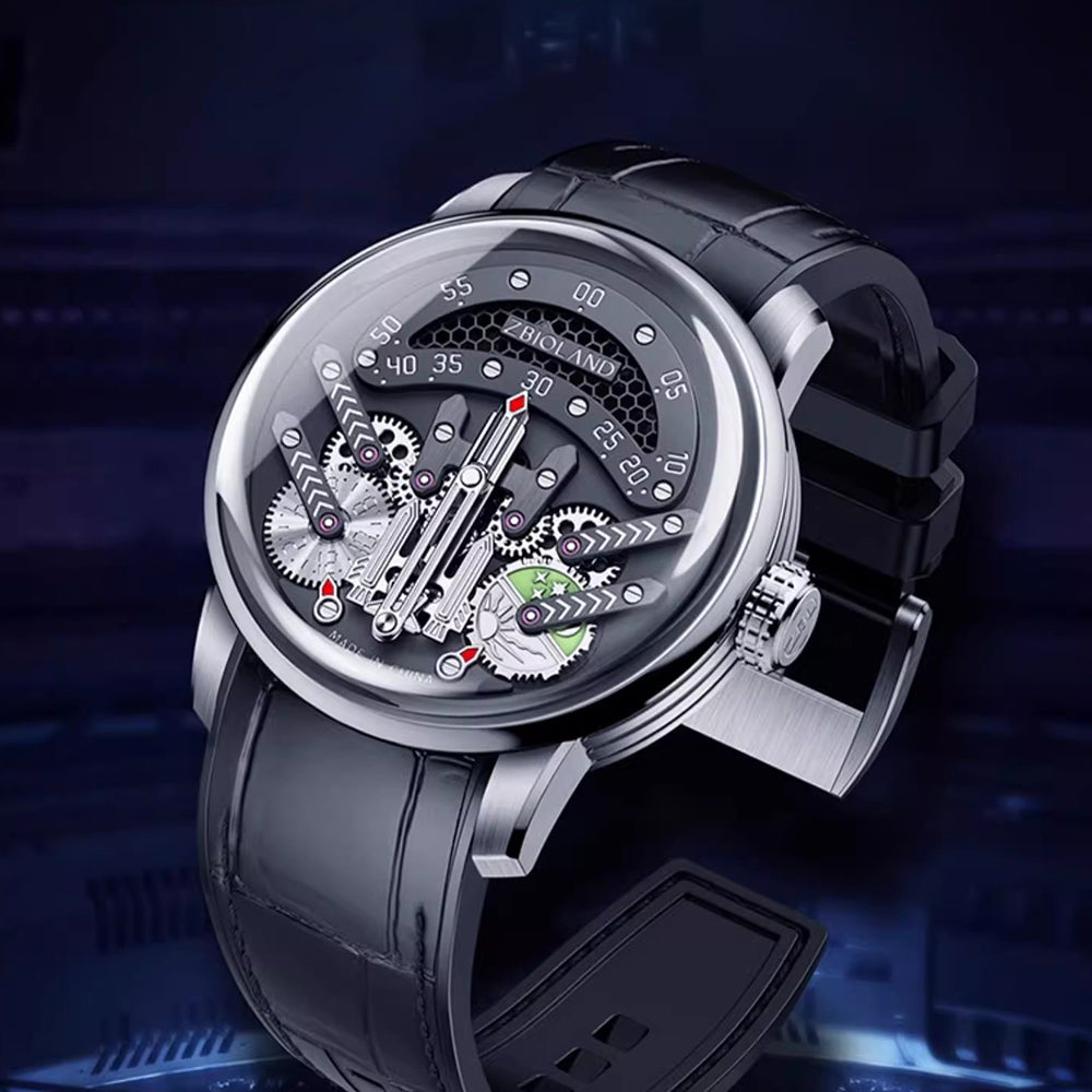 ZBIOLAND Space Star Watch Rocket Dial Sapphire Luminous Men's Wristwatch 1004