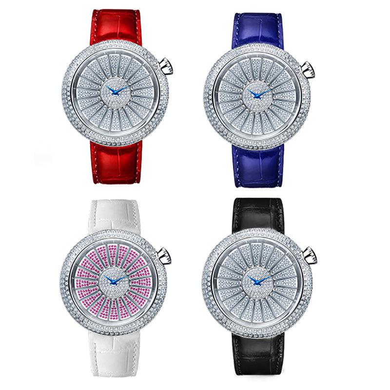 Tielbo Quartz Women's Watch Color Changing Diamond Dial Luxury Sapphire Wristwatch for Ladies TC820