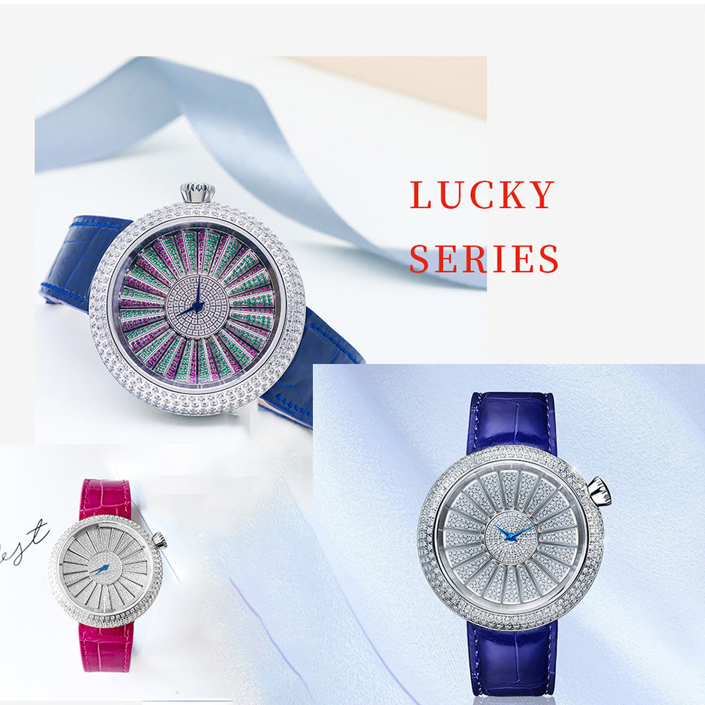 Tielbo Quartz Women's Watch Color Changing Diamond Dial Luxury Sapphire Wristwatch for Ladies TC820