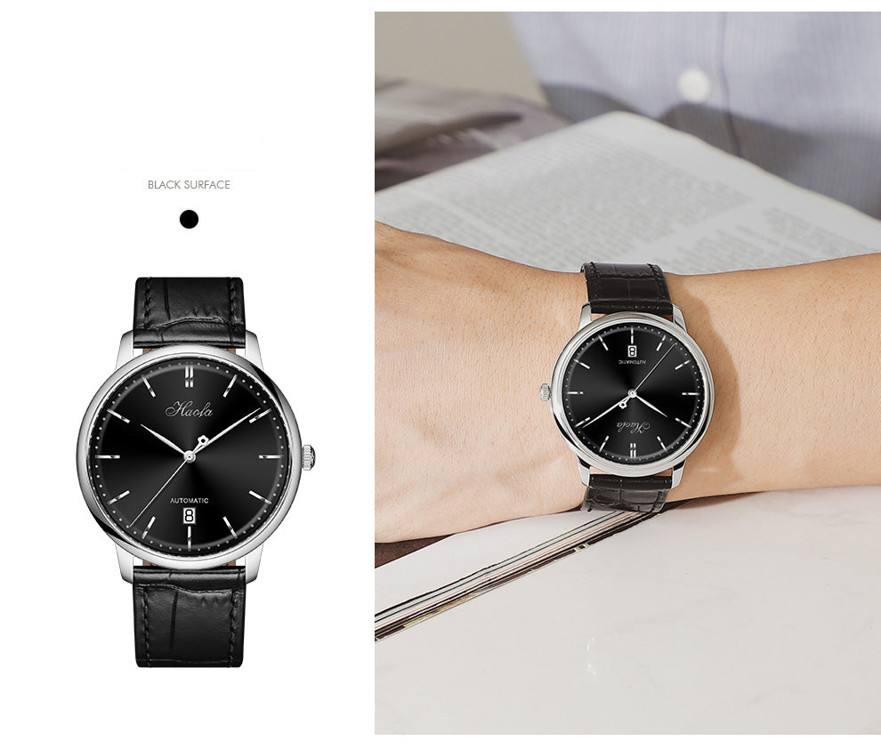 Haofa Ultra-thin Automatic Mechanical Watch for Men Calendar Waterproof Sapphire Watches 1606