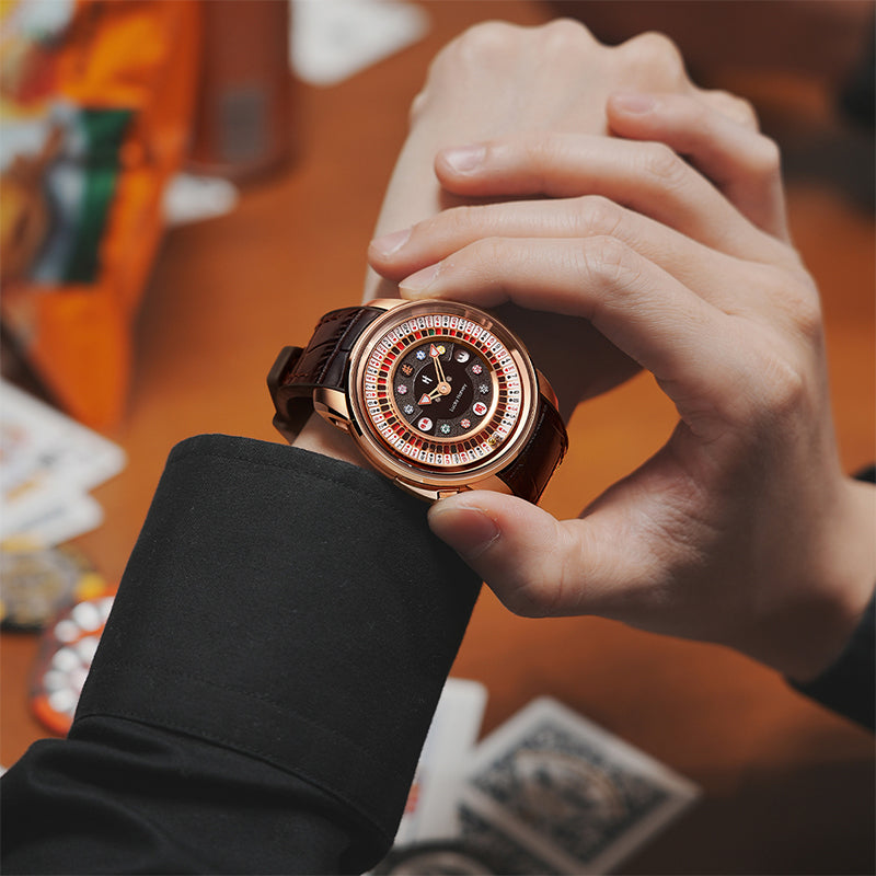 Lucky Harvey Poker Roulette Game Dial Mechanical Mens Watch Automatic Movement Sapphire Funny