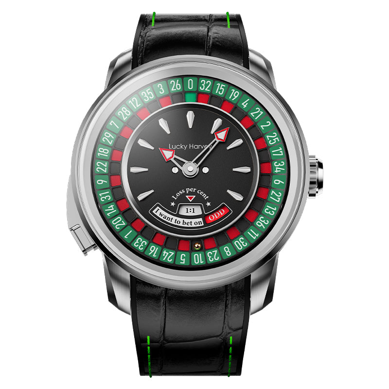 Lucky Harvey Automatic Mechanical Watches for Men European Roulette Game Dial