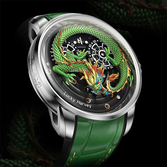 LUCKY HARVEY  Dragon Automatic Watch Round Shaped Case Luminous