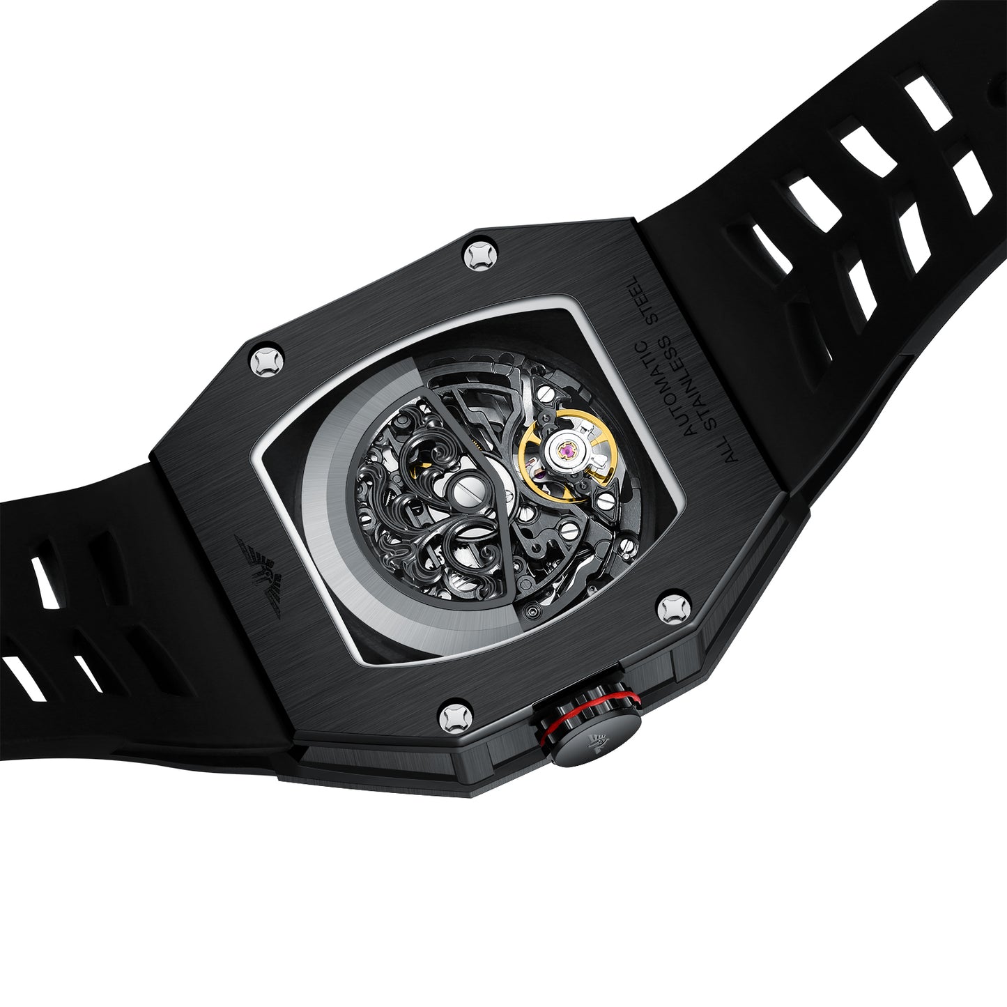 SEVEN XII Mens Watch Skull Skeleton Dial 70 Hour Power Reserve Stainless Steel Sapphire Luminous S001