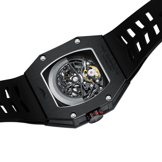 SEVEN XII Mens Watch Skull Skeleton Dial 70 Hour Power Reserve Stainless Steel Sapphire Luminous S001