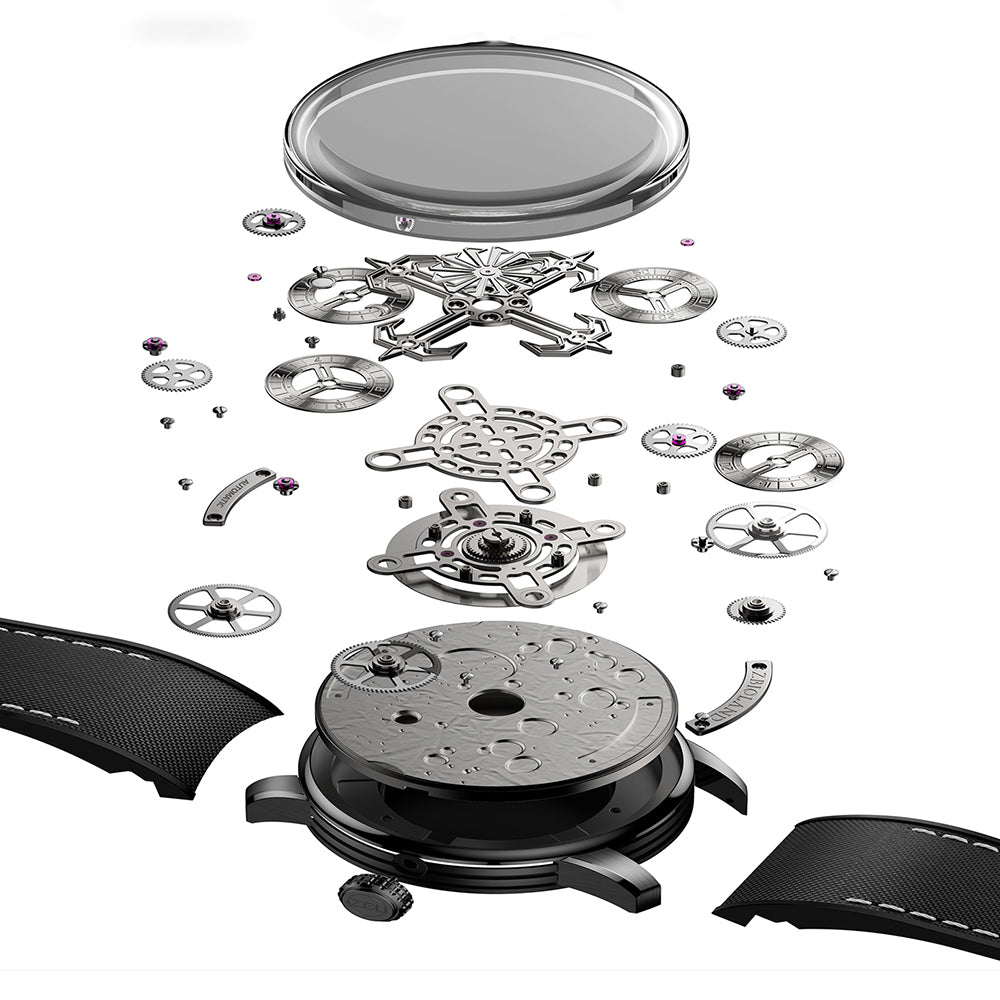 ZBIOLAND Space Station Automatic Mechanical Watches for Men Sun Stars Luminous Charm 1003