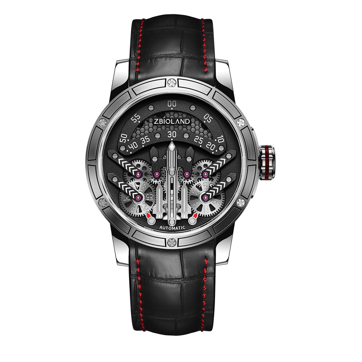 ZBIOLAND Automatic Mechanical Watches for Men Unique Rocket Dial Charm Men Watch 1001