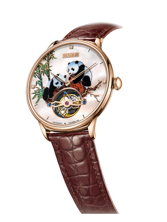 AJUT Tourbillon Watch Lively 3D Printed Panda Dial