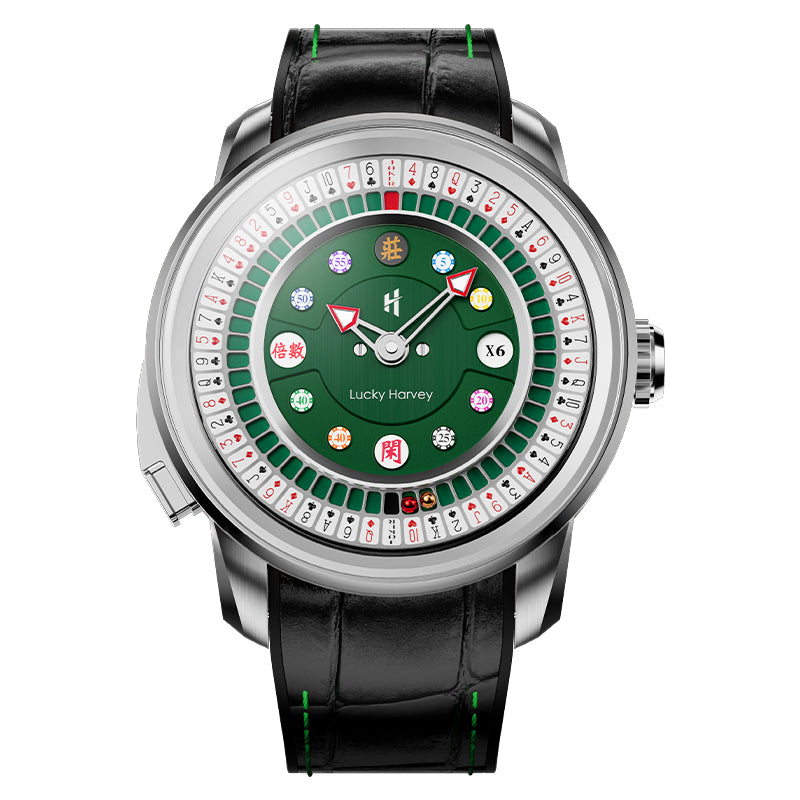 Lucky Harvey Poker Roulette Game Dial Mechanical Mens Watch Automatic Movement Sapphire Funny