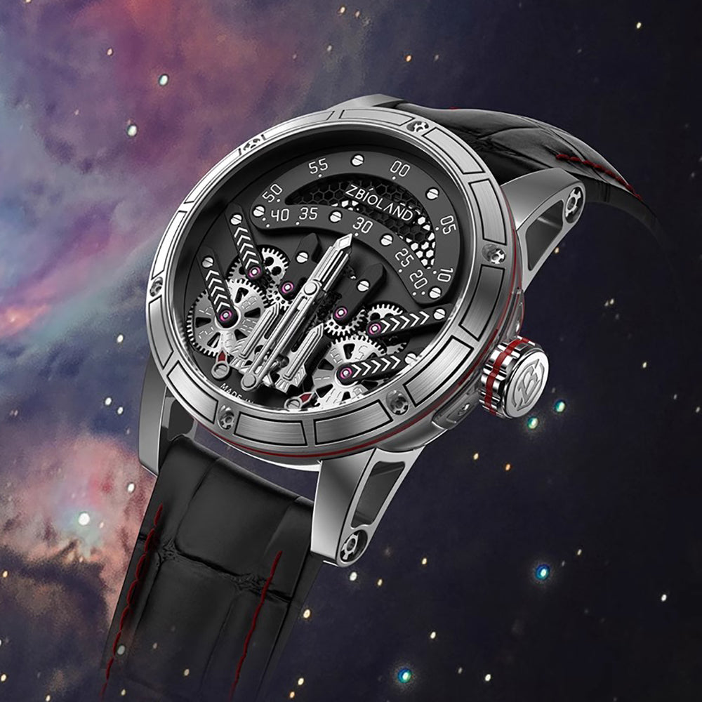 ZBIOLAND Automatic Mechanical Watches for Men Unique Rocket Dial Charm Men Watch 1001
