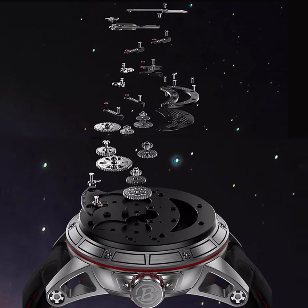 ZBIOLAND Automatic Mechanical Watches for Men Unique Rocket Dial Charm Men Watch 1001