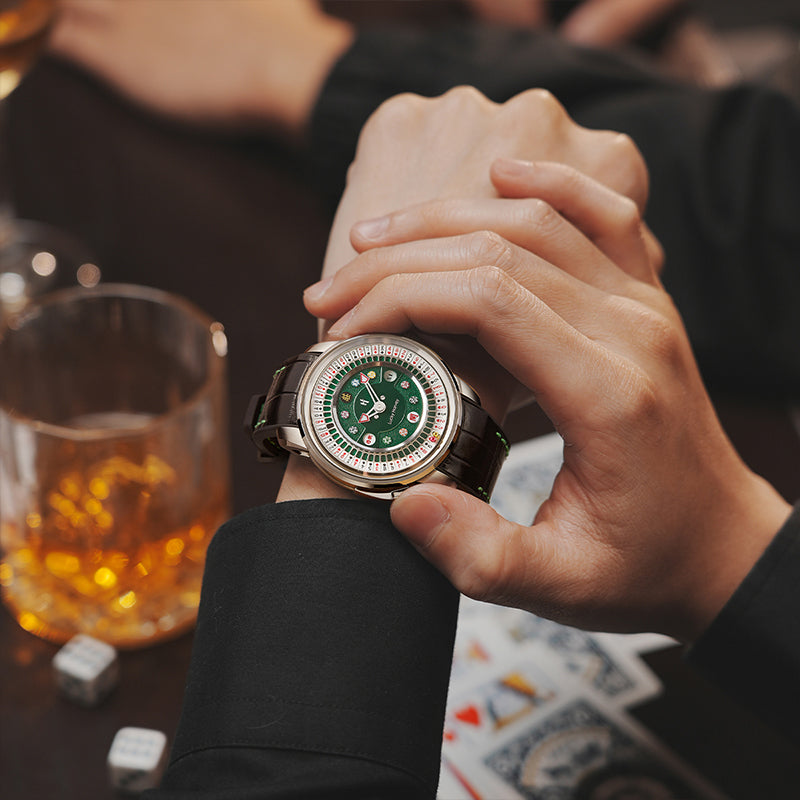 Lucky Harvey Poker Roulette Game Dial Mechanical Mens Watch Automatic Movement Sapphire Funny
