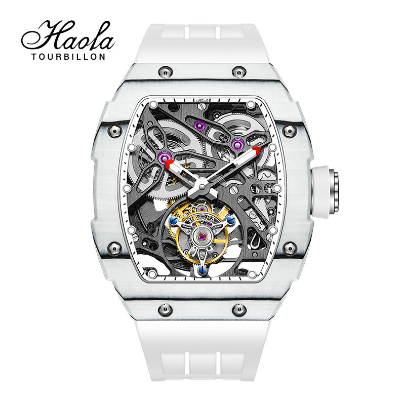 HAOFA Carbon Fiber Automatic Tourbillon Watch for Men Double Spring 1901-1 Skeleton