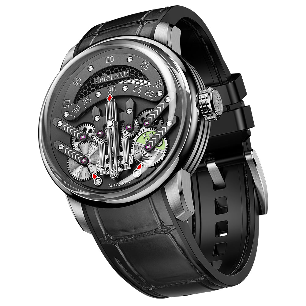 ZBIOLAND Space Star Watch Rocket Dial Sapphire Luminous Men's Wristwatch 1004