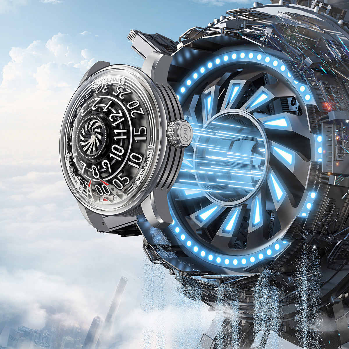 ZBIOLAND Wheel of Destiny Automatic Watch Sky-shaped Sapphire Crystal Luminous 1002