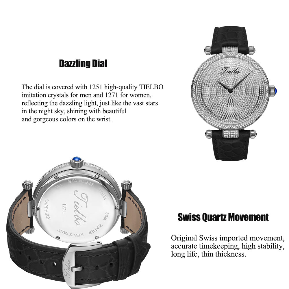 TIELBO Gypsophila Women's Watch Quartz Movement Diamond Dial Sapphire Wristwatch TC128L