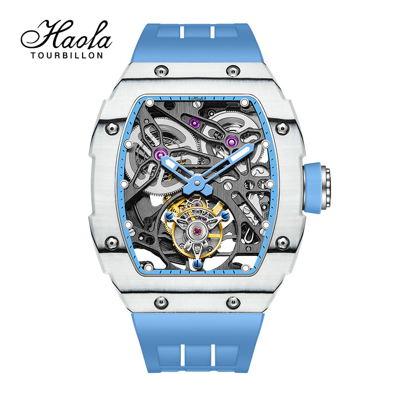 HAOFA Carbon Fiber Automatic Tourbillon Watch for Men Double Spring 1901-1 Skeleton
