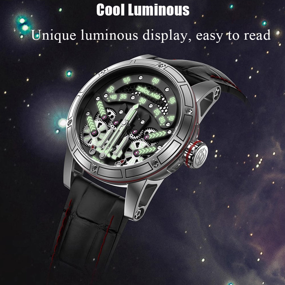 ZBIOLAND Automatic Mechanical Watches for Men Unique Rocket Dial Charm Men Watch 1001