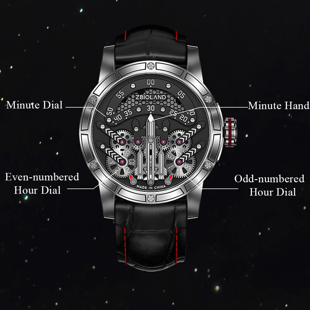 ZBIOLAND Automatic Mechanical Watches for Men Unique Rocket Dial Charm Men Watch 1001