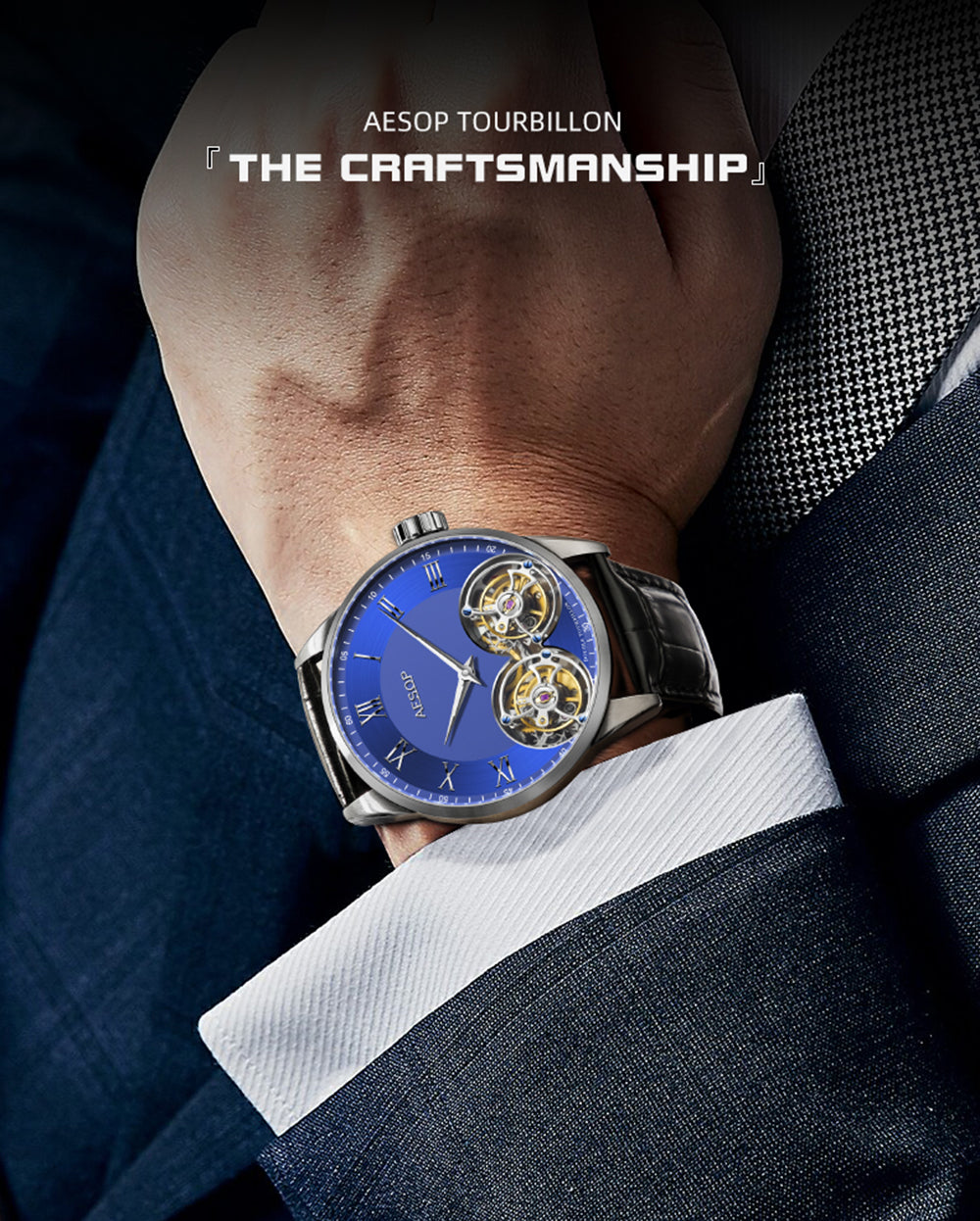 Double Tourbillon Sapphire 316l Stainless Steel Watch 7026 Aesop