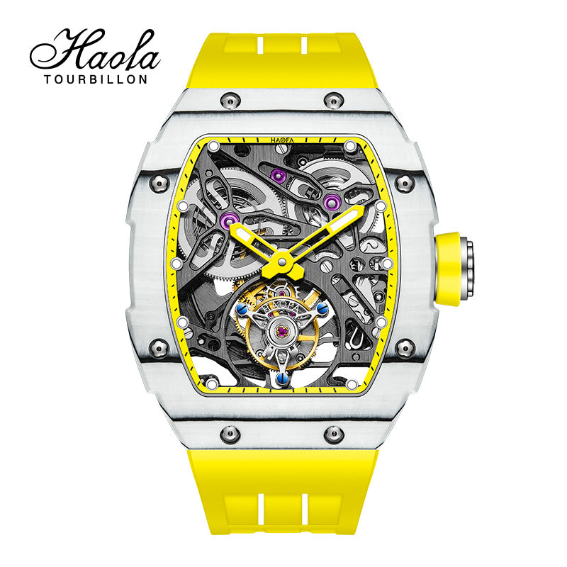 HAOFA Carbon Fiber Automatic Tourbillon Watch for Men Double Spring 1901-1 Skeleton