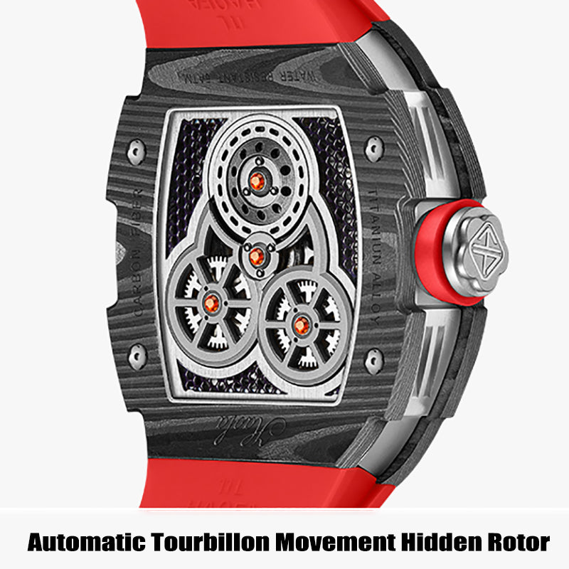 HAOFA Automatic Tourbillon Double Barrels Movement 72 Hours Power NTPT(carbon fiber)bezel Titanium Magnesium Case 1922