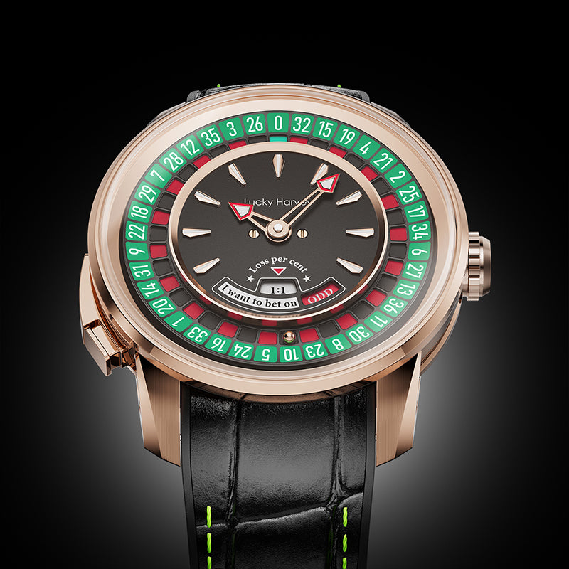 Lucky Harvey Automatic Mechanical Watches for Men European Roulette Game Dial