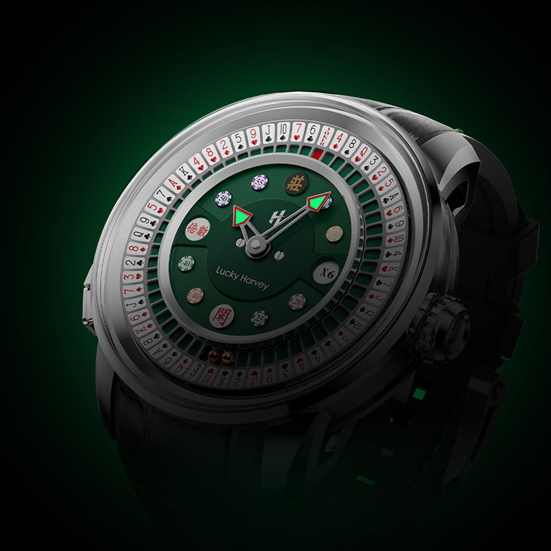 Lucky Harvey Poker Roulette Game Dial Mechanical Mens Watch Automatic Movement Sapphire Funny