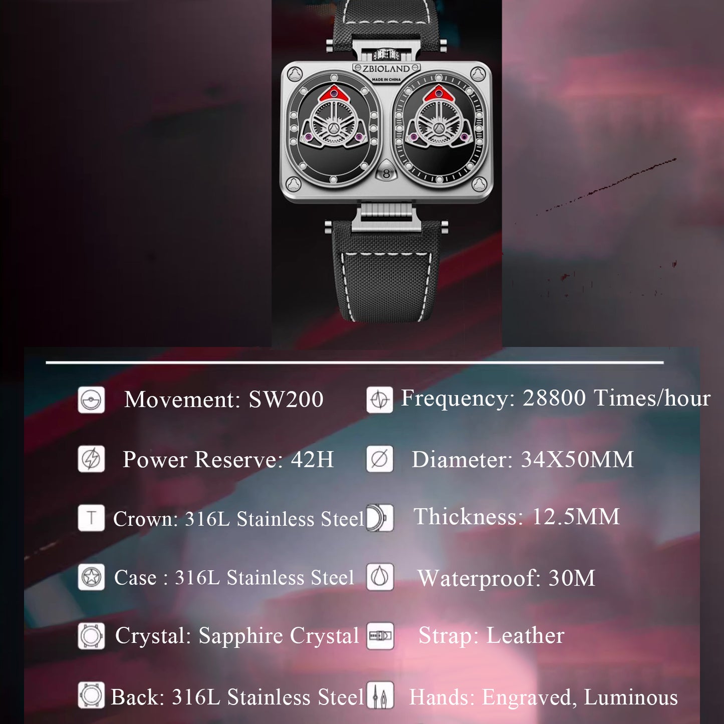 ZBIOLAND Rotary Engine Mechanical Watch Concept Twin 1005