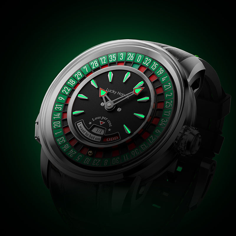 Lucky Harvey Automatic Mechanical Watches for Men European Roulette Game Dial