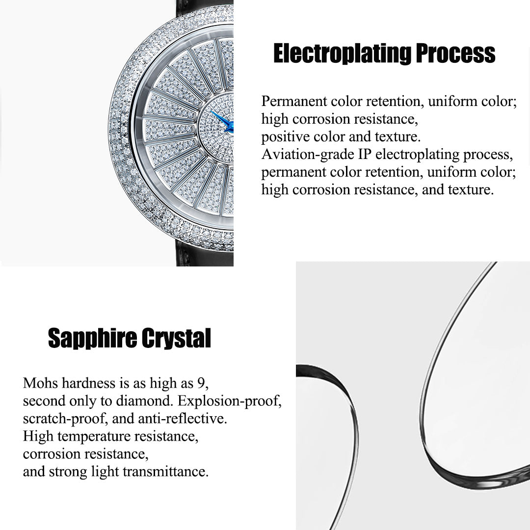 Tielbo Quartz Women's Watch Color Changing Diamond Dial Luxury Sapphire Wristwatch for Ladies TC820