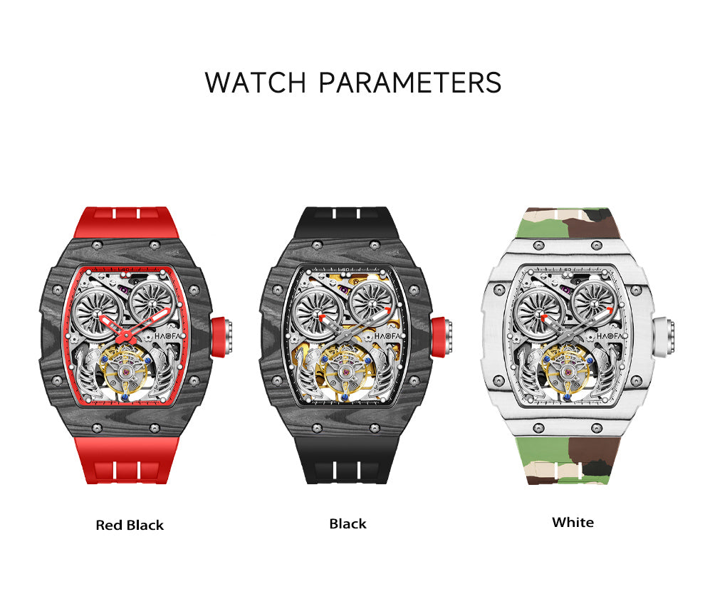 HAOFA Automatic Tourbillon Double Barrels Movement 72 Hours Power NTPT(carbon fiber)bezel Titanium Magnesium Case 1922