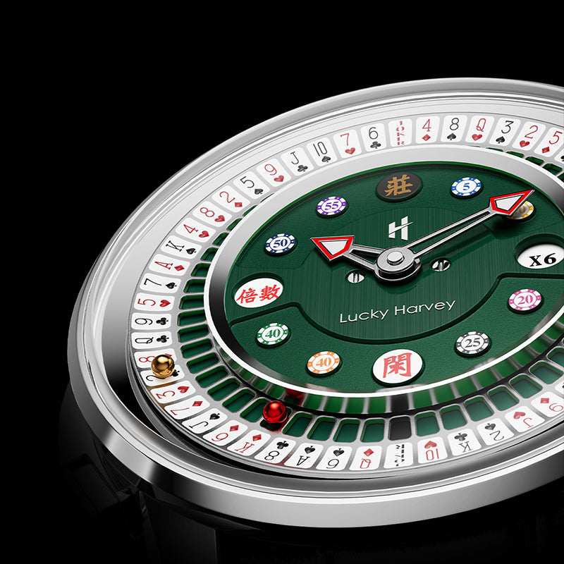 Lucky Harvey Poker Roulette Game Dial Mechanical Mens Watch Automatic Movement Sapphire Funny