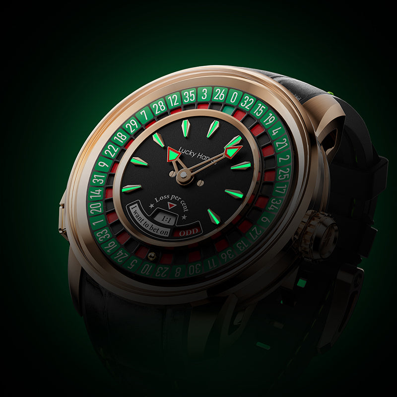 Lucky Harvey Automatic Mechanical Watches for Men European Roulette Game Dial