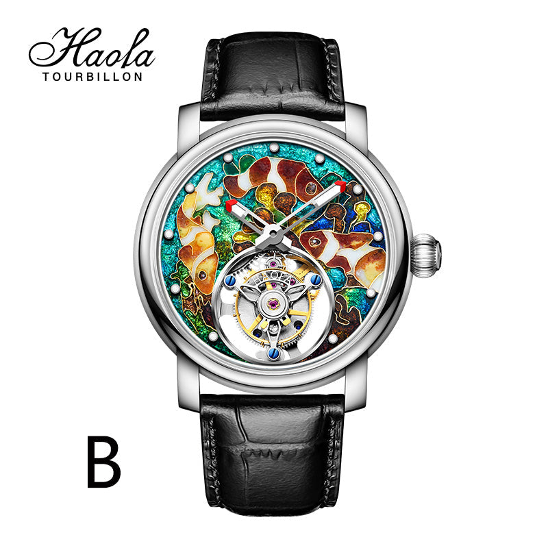 Reserve(30 days)--HAOFA Enamel (Cloisonne) Carp Tourbillon 2218