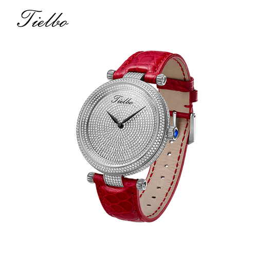 TIELBO Gypsophila Women's Watch Quartz Movement Diamond Dial Sapphire Wristwatch TC128L