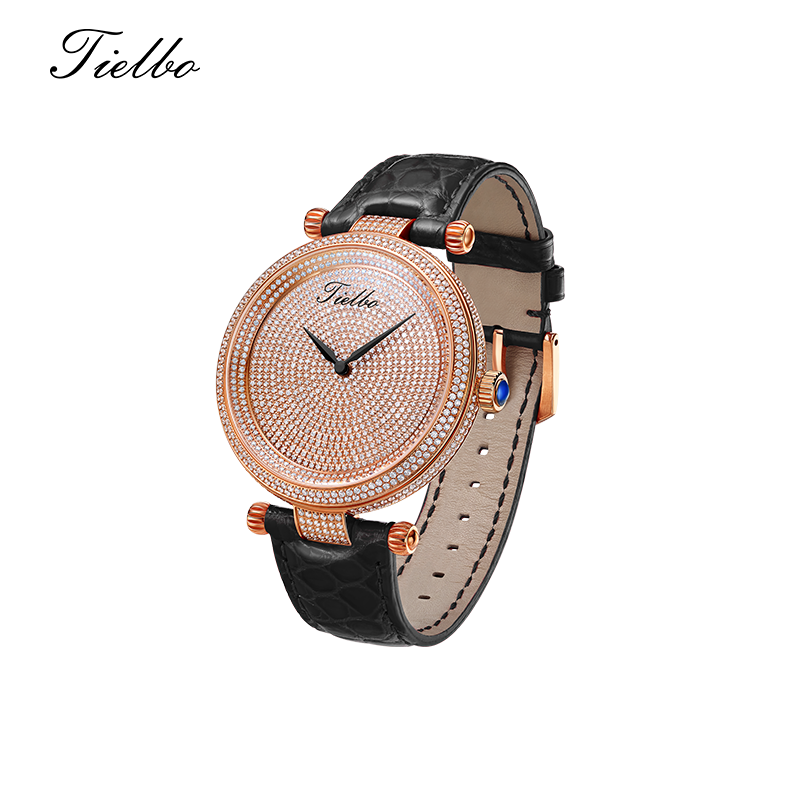 TIELBO Gypsophila Women's Watch Quartz Movement Diamond Dial Sapphire Wristwatch TC128L