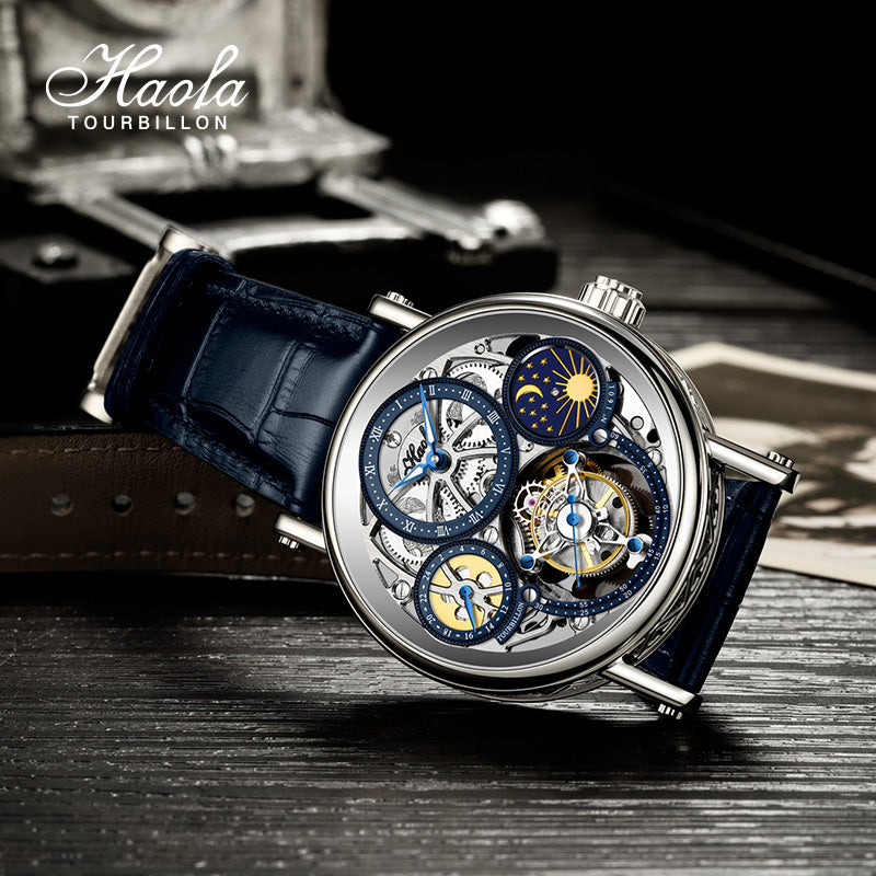 Haofa 1601 Skeleton GMT CNC Engraving Tourbillon 28800