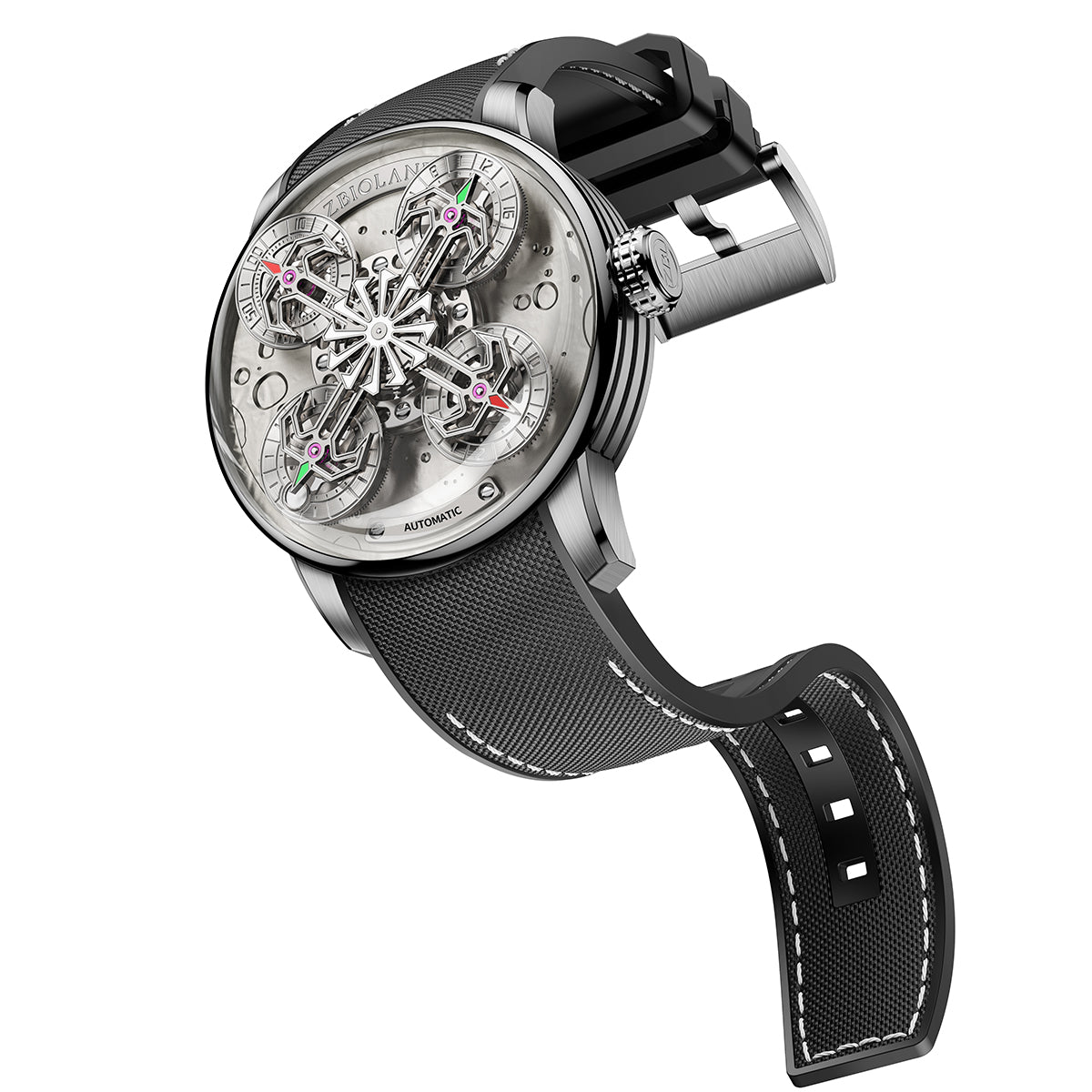 ZBIOLAND Space Station Automatic Mechanical Watches for Men Sun Stars Luminous Charm 1003