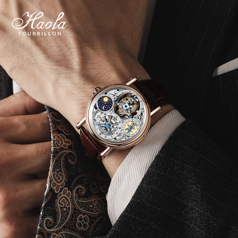 Haofa 1601 Skeleton GMT CNC Engraving Tourbillon 28800