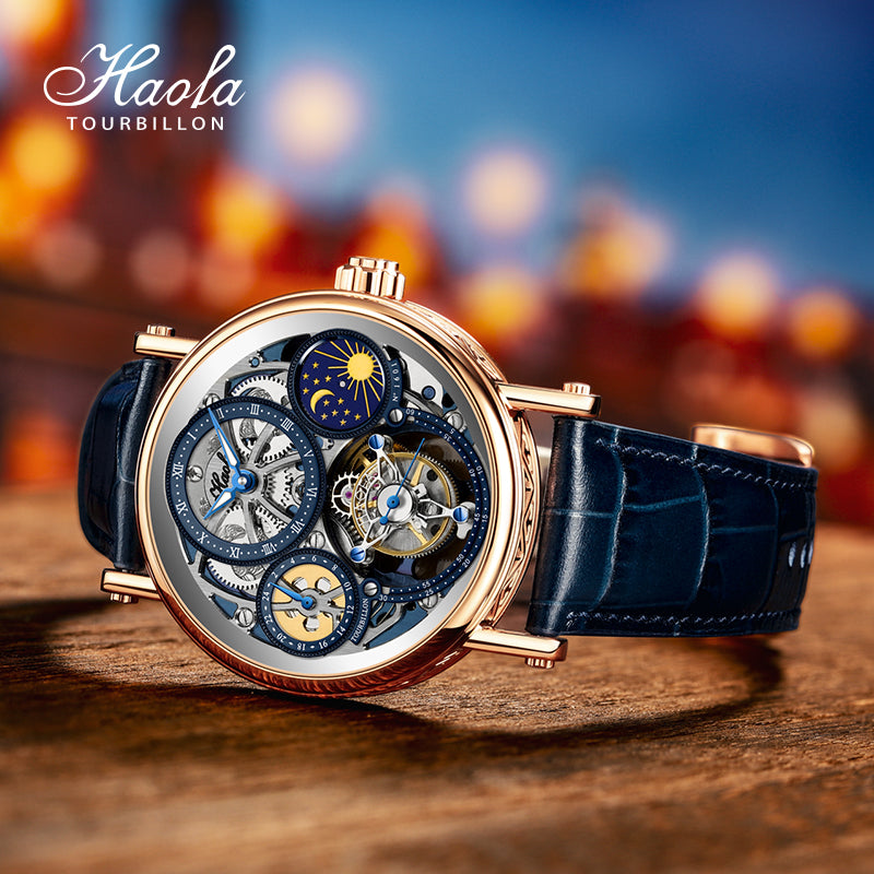 Haofa 1601 Skeleton GMT CNC Engraving Tourbillon 28800