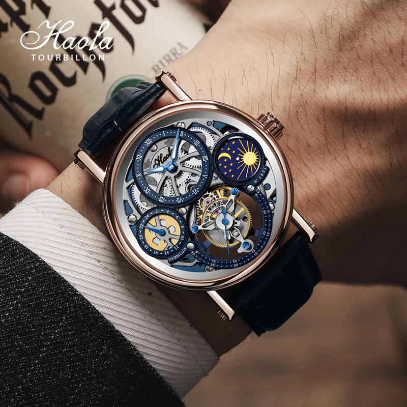 Haofa 1601 Skeleton GMT CNC Engraving Tourbillon 28800