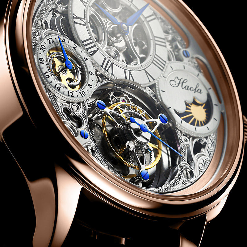 Haofa GMT Day And Night Tourbillon Movement Watch 1035 Top Finish Case
