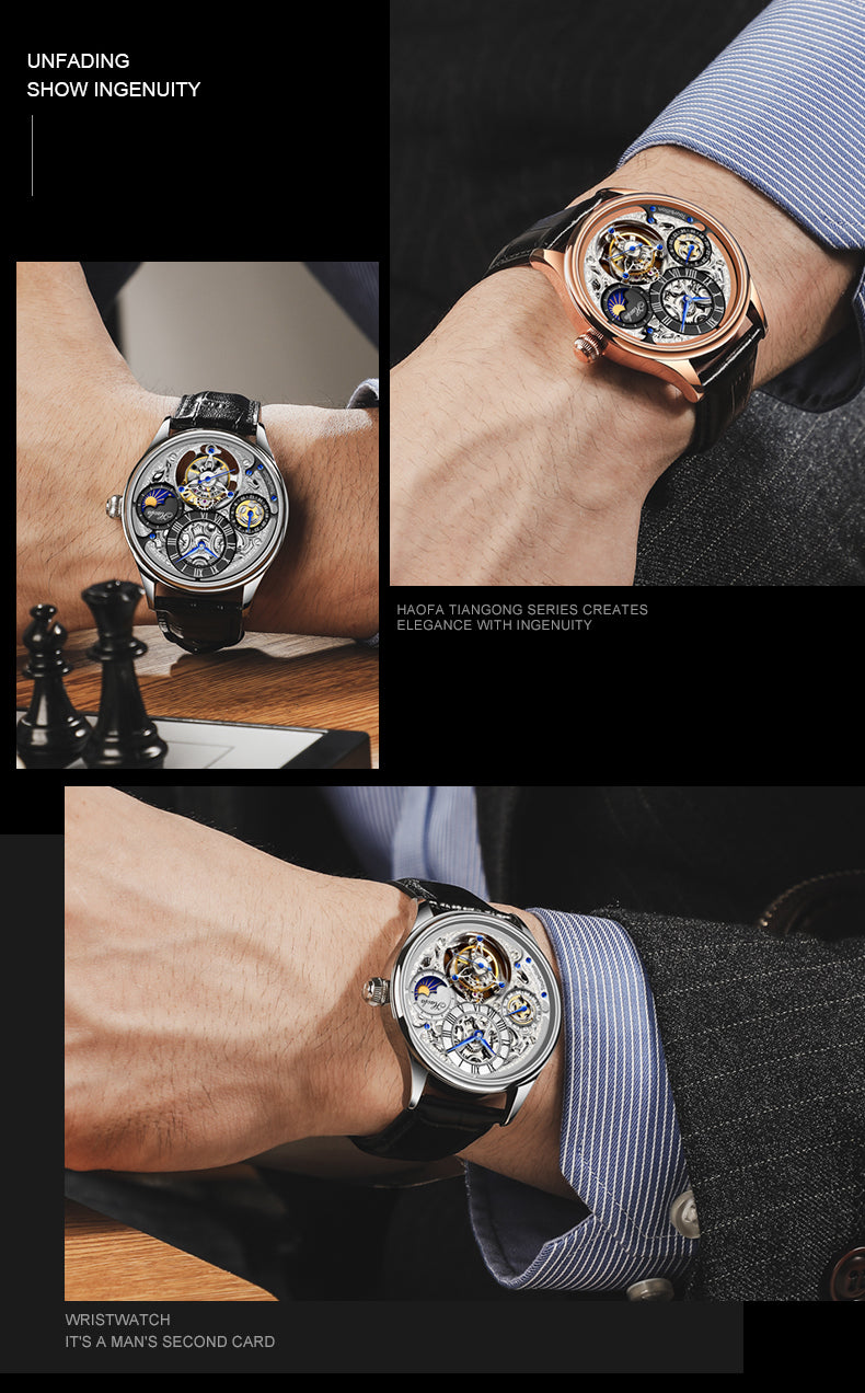 Haofa GMT Day And Night Tourbillon Movement Watch 1035 Top Finish Case
