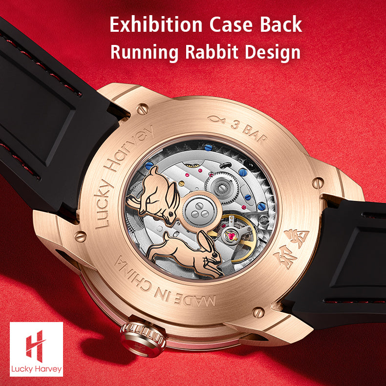 LUCKY HARVEY Rabbit Automatic Watch Round Shaped Case Luminous Limited Edition 588PCS