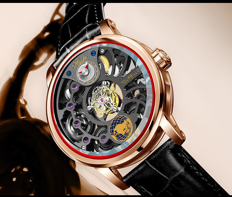 HAOFA 1938 Center Tourbillon Watch for Men 4 Barrel Tourbillon, 120 Hours Power Skeleton Mechanical Watch