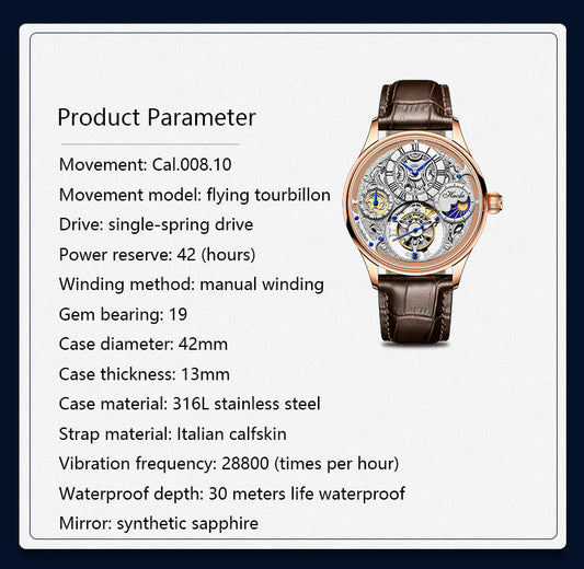 Haofa GMT Day And Night Tourbillon Movement Watch 1035 Top Finish Case