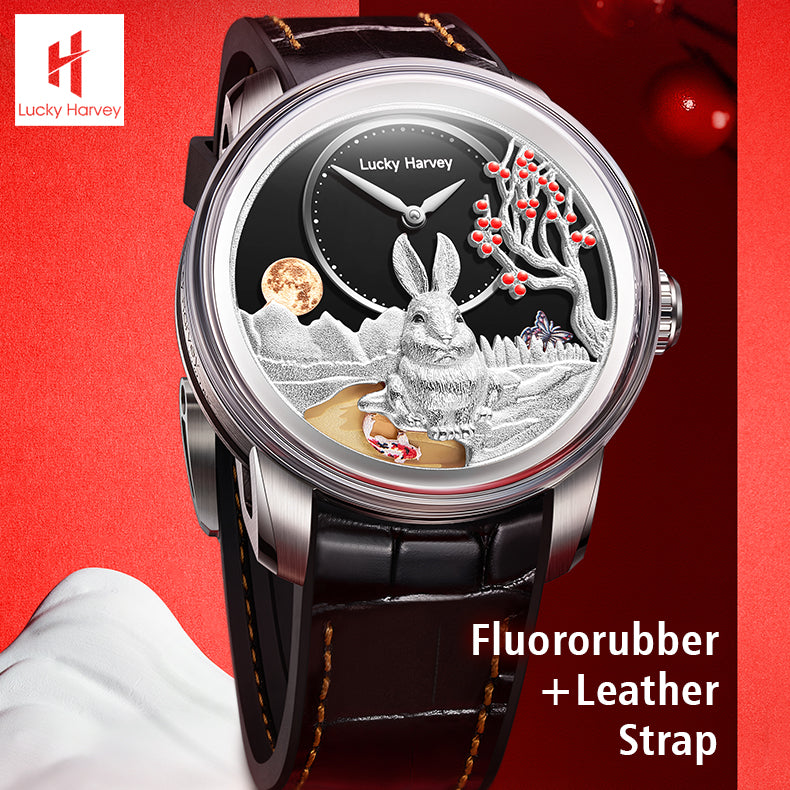 LUCKY HARVEY Rabbit Automatic Watch Round Shaped Case Luminous Limited Edition 588PCS